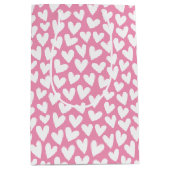 Hartjespatroon Roze Wit Valentijn Medium Cadeauzakje (Voorkant)