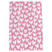 Hartjespatroon Roze Wit Valentijn Medium Cadeauzakje (Achterkant)
