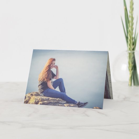 Hartkalligrafie Foto Happy Birthday Kaart (Achterkant)