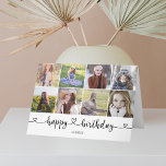 Hartkalligrafie Foto Happy Birthday Kaart<br><div class="desc">Modern Happy Birthday wenskaart bevat 10 foto's. 8 aan de voorzijde,  1 aan de binnenkant en 1 aan de achterzijde van de kaart.</div>