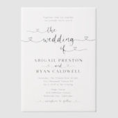 Hartkalligrafie Moderne minimalistische bruiloft Vellum Uitnodigingen (Voorkant)