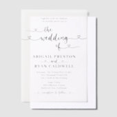 Hartkalligrafie Moderne minimalistische bruiloft Vellum Uitnodigingen (Offset)