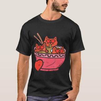 Hartkat Ramen Noodles Anime Cute Valentijnsdag T-shirt