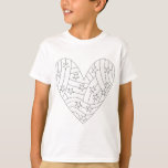 Hartkleuring ontwerp t-shirt<br><div class="desc">Veel plezier met het kleuren van dit prachtige hartontwerp</div>
