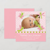 Hartklopping babymeisje fotoaankondiging aankondiging (Voorkant / Achterkant)