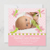 Hartklopping babymeisje fotoaankondiging aankondiging (Voorkant)