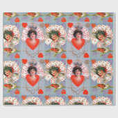HARTKONINGIN, Blauwe Rode Valentijnsdag Cadeaupapier (Vlak)