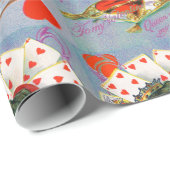 HARTKONINGIN, Blauwe Rode Valentijnsdag Cadeaupapier (Rol Hoek)