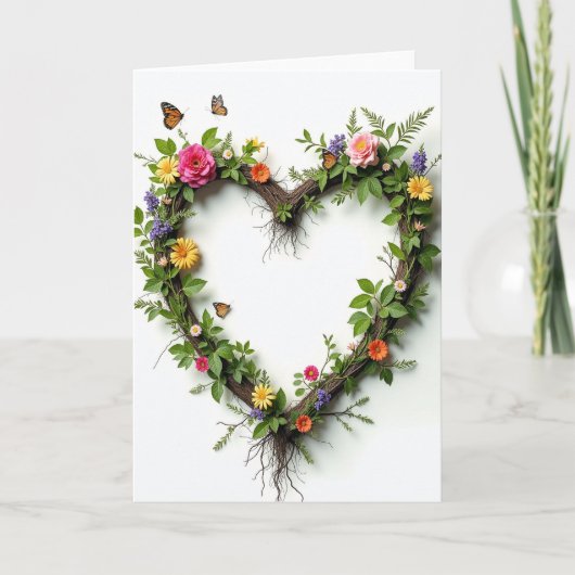 Hartkrans Bloemen Vlinders Kaart (Voorkant)