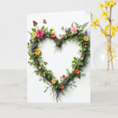 Hartkrans Bloemen Vlinders Kaart (Gele Bloem)