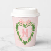 Hartkrans met roze boog | Monogram Papieren Bekers (Voorkant)