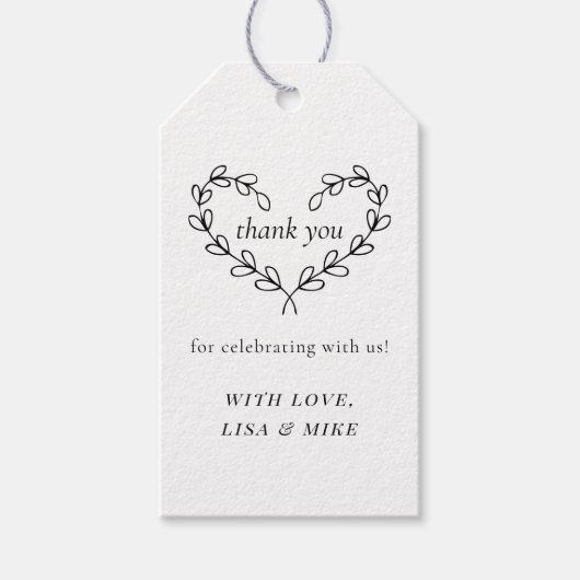 Hartkrans Trouwgunst Dank u Cadeaulabel (Voorkant)