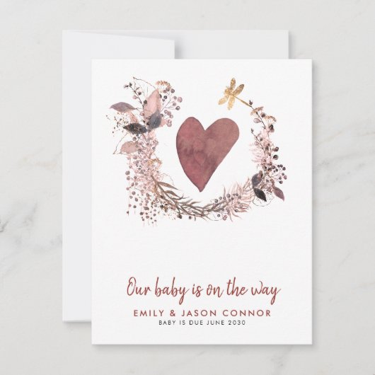 Hartkrans zwangerschap aankondiging (Voorkant)