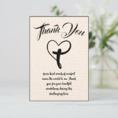 Hartkruis bedank je sms voor condoleances bedankkaart (Staand voorkant)