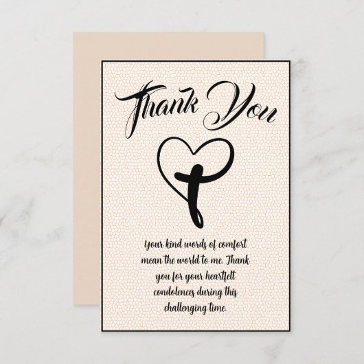 Hartkruis bedank je sms voor condoleances bedankkaart (Voorkant / Achterkant)