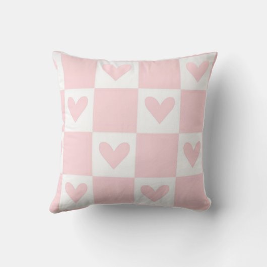 Hartkussen - Roze Geruit Retro - Kussen (Achterkant)