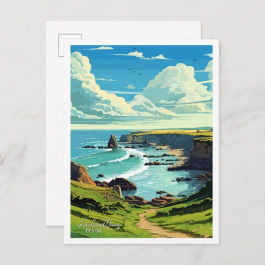 Hartland Quay Devon Engeland Vintage Travel Briefkaart (Voorkant / Achterkant)
