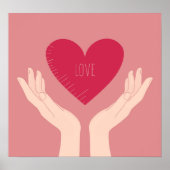 Hartliefde valentijn knipoogroze roze meisje poster (Voorkant)