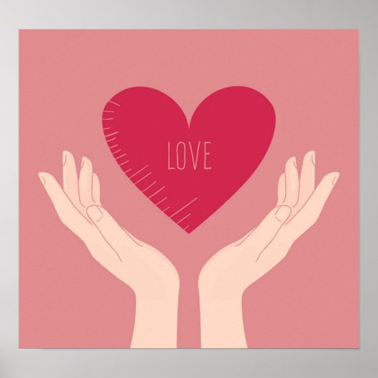 Hartliefde valentijn knipoogroze roze meisje poster (Voorkant)