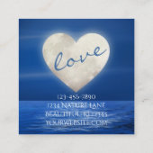Hartliefde Volle Maan over Water Beach Vierkante Visitekaartje (Achterkant)