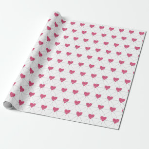 Hartlijnen Grafische Valentijnse Liefdespatroon Cadeaupapier