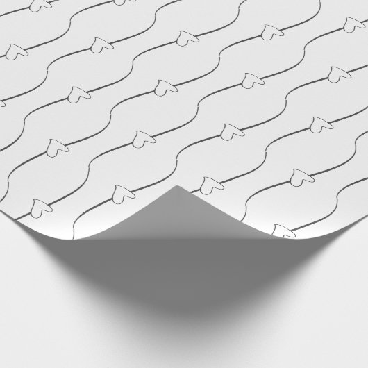 Hartlink op wit donkergrijs bruiloft Verloving Cadeaupapier (Hoek)