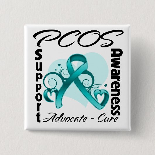 Hartlint - PCOS-bewustzijn Vierkante Button 5,1 Cm (Voorkant)