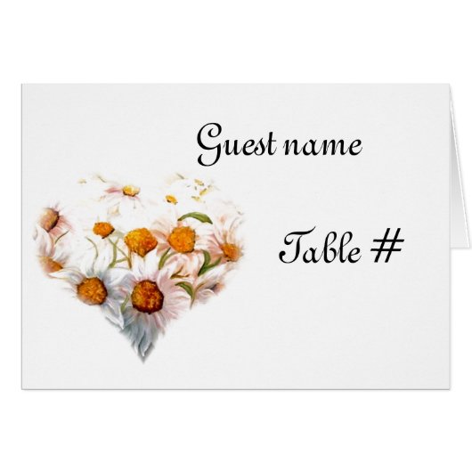 Hartmadeliefjes - placecard voor een bruiloft (Voorkant Horizontaal)
