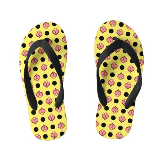Hartmand en Stippen geel Kinder Teenslippers (Voetbed)