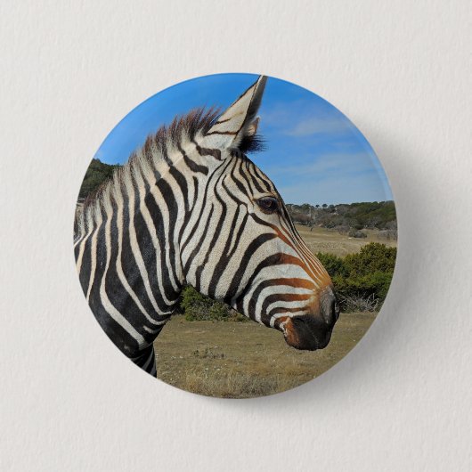 Hartmann's Zebra Profiel op Fossil Rim Ronde Button 5,7 Cm (Voorkant)