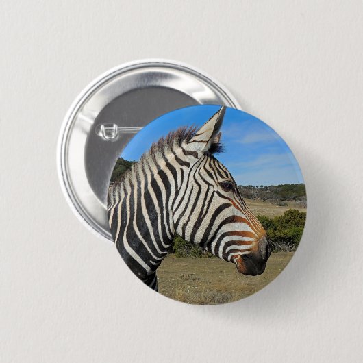 Hartmann's Zebra Profiel op Fossil Rim Ronde Button 5,7 Cm (Voorkant /achterkant)
