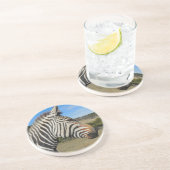 Hartmann's Zebra Profiel op Fossil Rim Zandsteen Onderzetter (Zijkant)