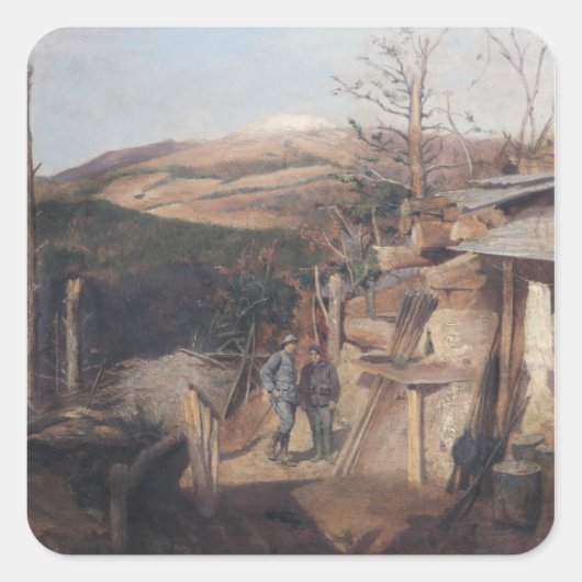 Hartmanswillerkopf, Uitzicht van Roche-Sermet, 191 Vierkante Sticker (Voorkant)