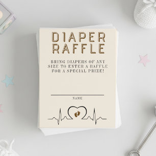 Hartmonitor Bruine Baby Shower Luier Raffle Informatiekaartje
