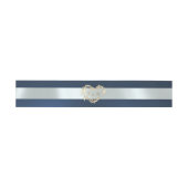 Hartmonogram - Blauw/Zilver Uitnodigingen Wikkel (Vlak)
