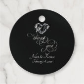 Hartmonogram & Dank je wel - Zwart Bedankjes Labels (Voorkant)