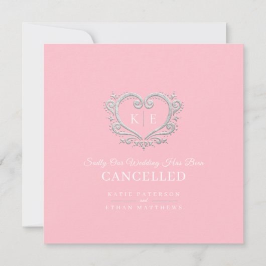 Hartmonogram geannuleerd bruiloft liefdespatiënt r aankondiging (Achterkant)