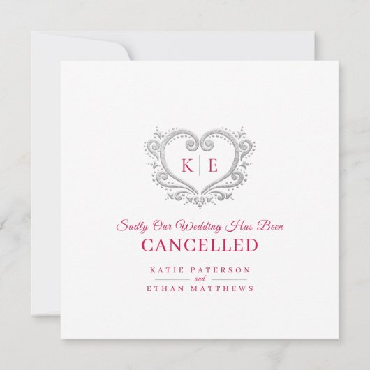 Hartmonogram geannuleerd bruiloft patiënt rood aankondiging (Achterkant)