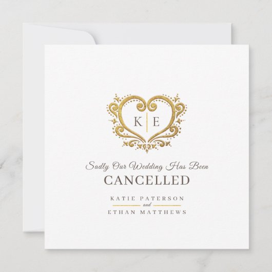 Hartmonogram geannuleerd trouwliefde patiënt bruin aankondiging (Achterkant)