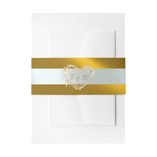 Hartmonogram - Goud/Zilver Uitnodigingen Wikkel (Voorkant Voorbeeld)