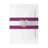 Hartmonogram - Plum/Silver Uitnodigingen Wikkel (Voorkant Voorbeeld)