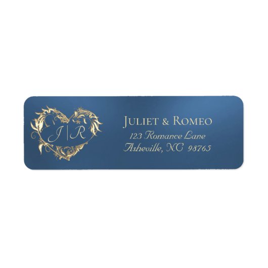 Hartmonogram retouradres - Blauw Etiket (Voorkant)