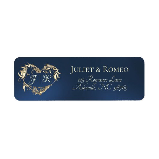 Hartmonogram retouradres - Blauw Etiket (Voorkant)