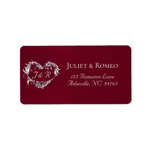 Hartmonogram Retouradres - Burgundy Etiket (Voorkant)