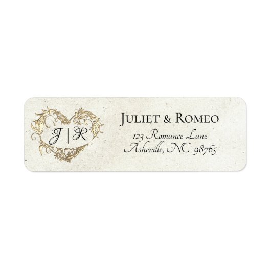 Hartmonogram retouradres - Crème Etiket (Voorkant)