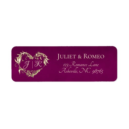 Hartmonogram Retouradres - Plum Etiket (Voorkant)