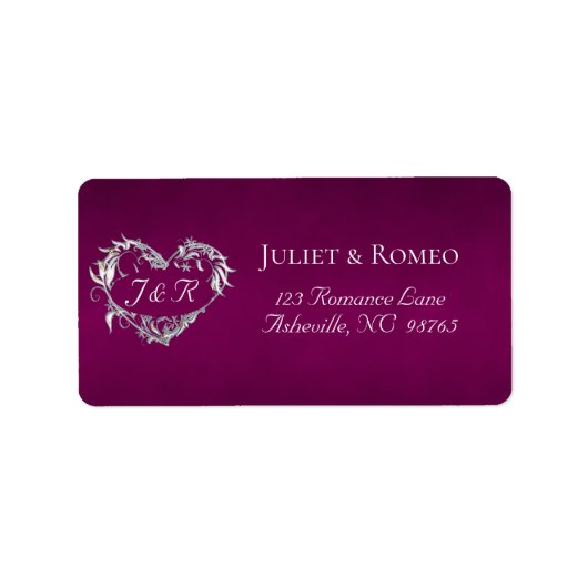 Hartmonogram retouradres - Plum Etiket (Voorkant)