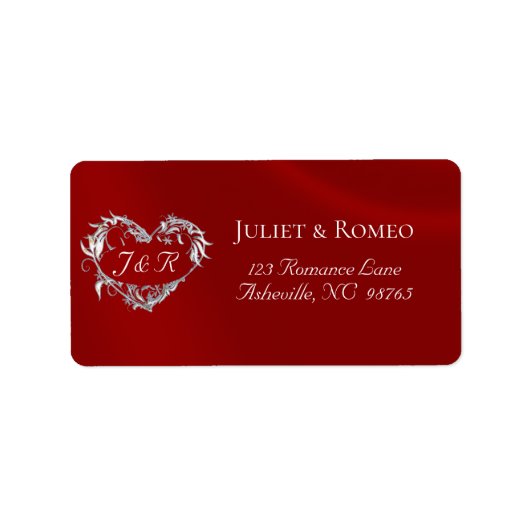 Hartmonogram retouradres - Rood Etiket (Voorkant)