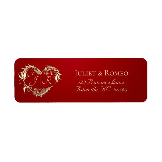 Hartmonogram retouradres - Rood Etiket (Voorkant)
