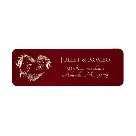 Hartmonogram retouradres - Rood Etiket (Voorkant)